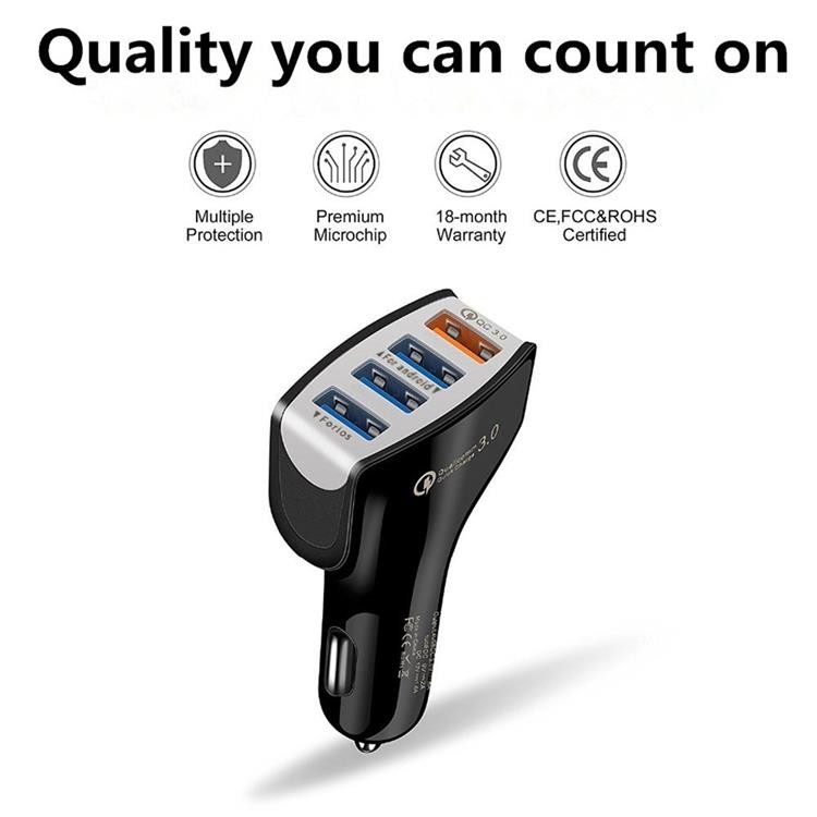 QC3.0 4 Port USB Car Charger 7A 35W IPhone Charger Adapter