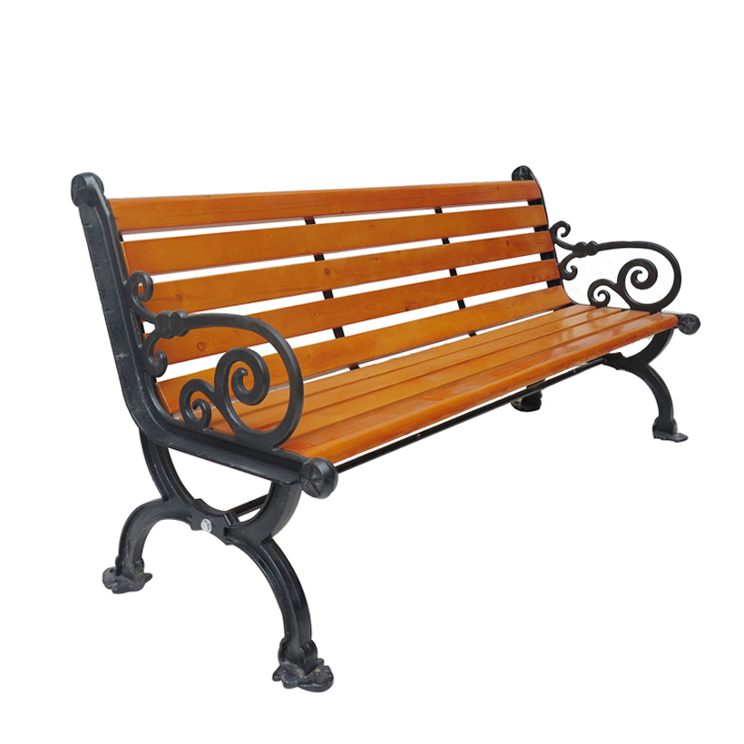 Patio Furniture Metal Outdoor Steel Wood Park Bench Seat Cast Iron Bench with Back