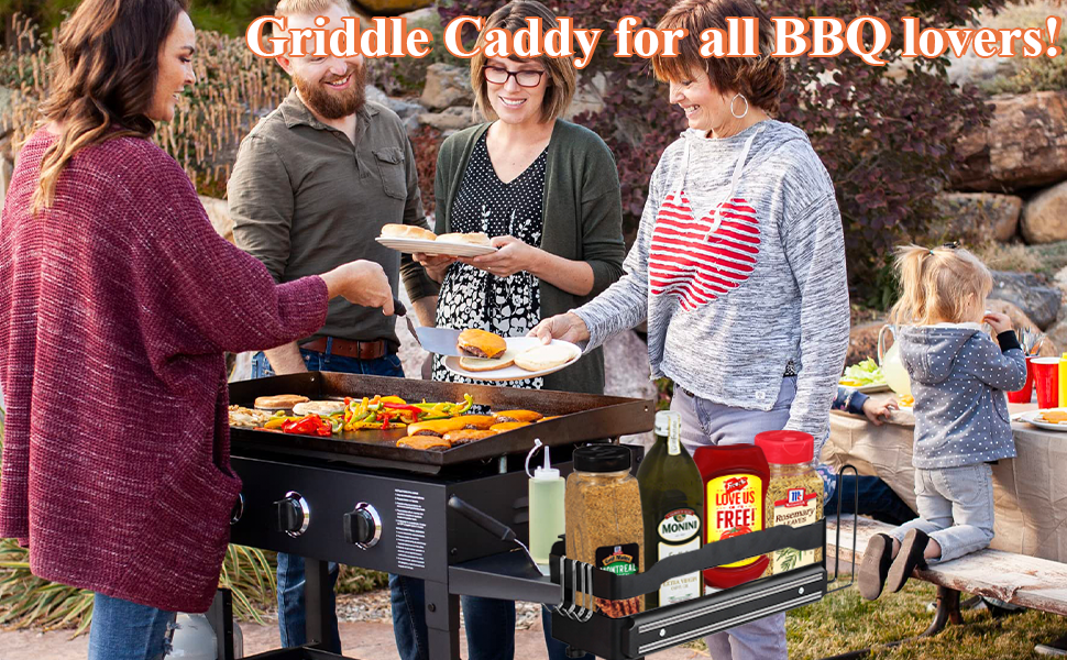 Griddle Caddy with Magnetic Tool Holder BBQ Accessories Storage Box with Paper Towel Holder for 28"/36" Blackstone Griddles