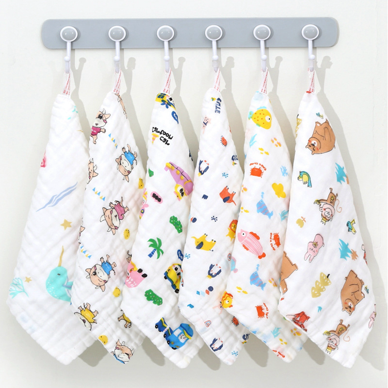 Customized Organic Cotton Muslin Baby Towels Burp Cloth 30x30cm 25x50cm in White