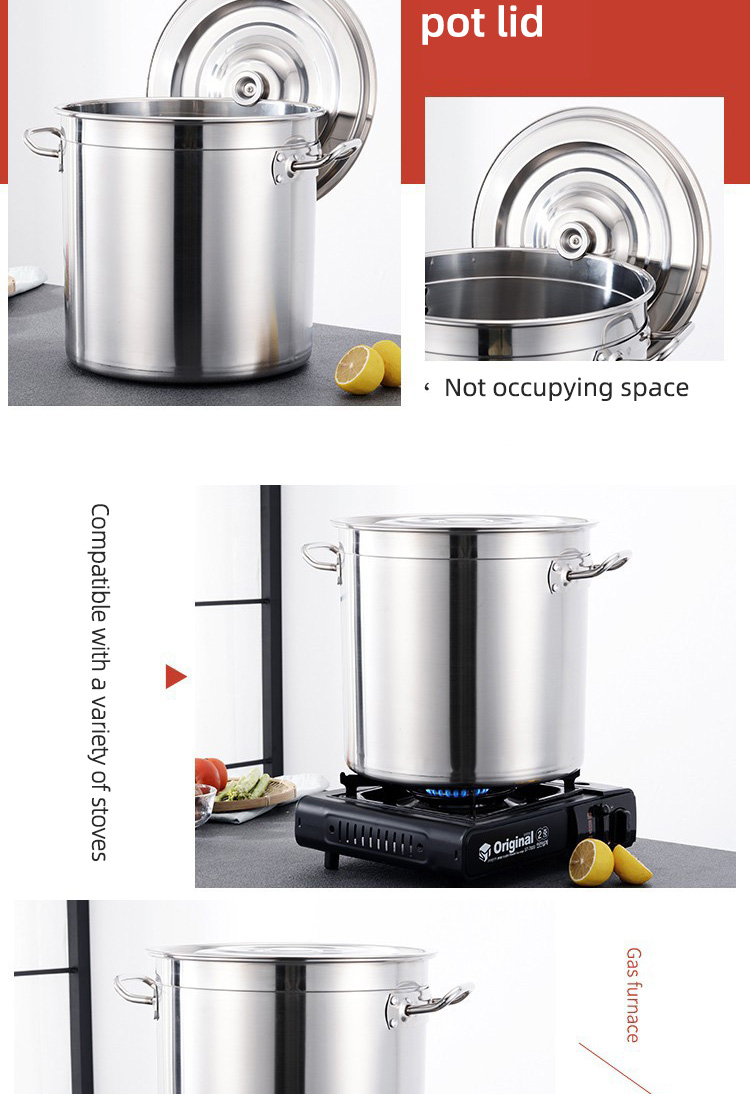 Wholesale Top Seller Kitchen Cooking Soup Ware Induction Stainless Steel 201 Cookware Stock Pot