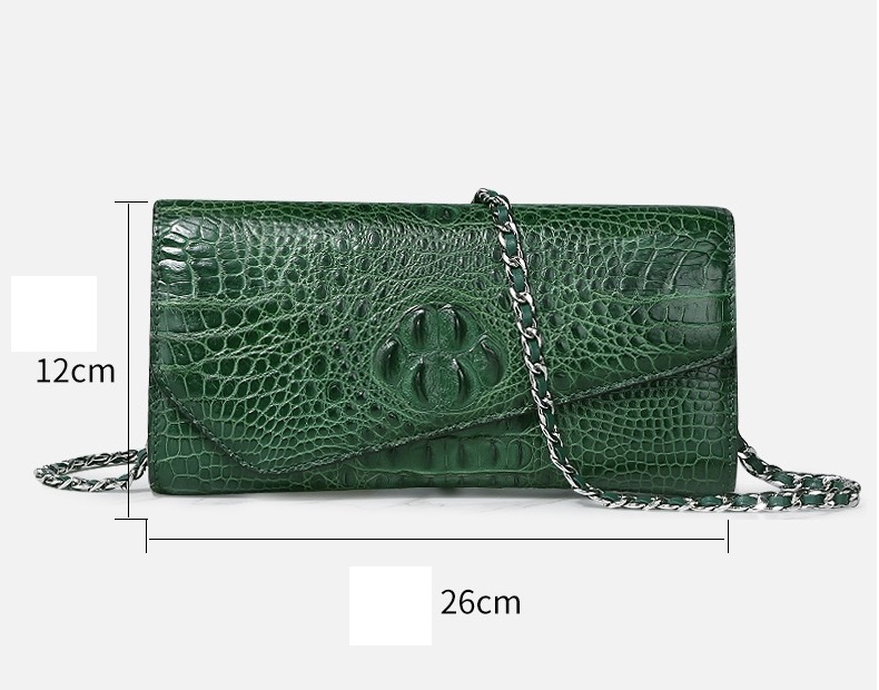 Authentic Crocodile Skin Women Envelop Purse Genuine Alligator Leather Lady Phone Clutch Bag Female Cross Shoulder Bag