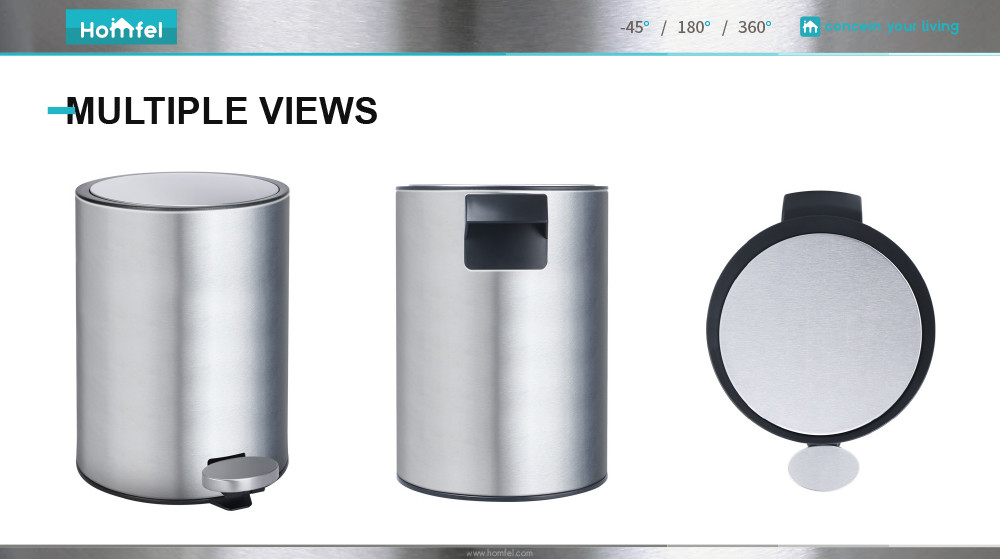 Custom Make Jobs Pedal Bin Soft Close Stainless Steel Waste Bin Rolling Cover Type for Household Bathroom Kitchen Trash Can