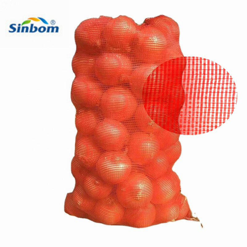 ISO Certified Food Grade Plastic Tubular Onion Leno Net Raschel Firewood Bag with Drawstring