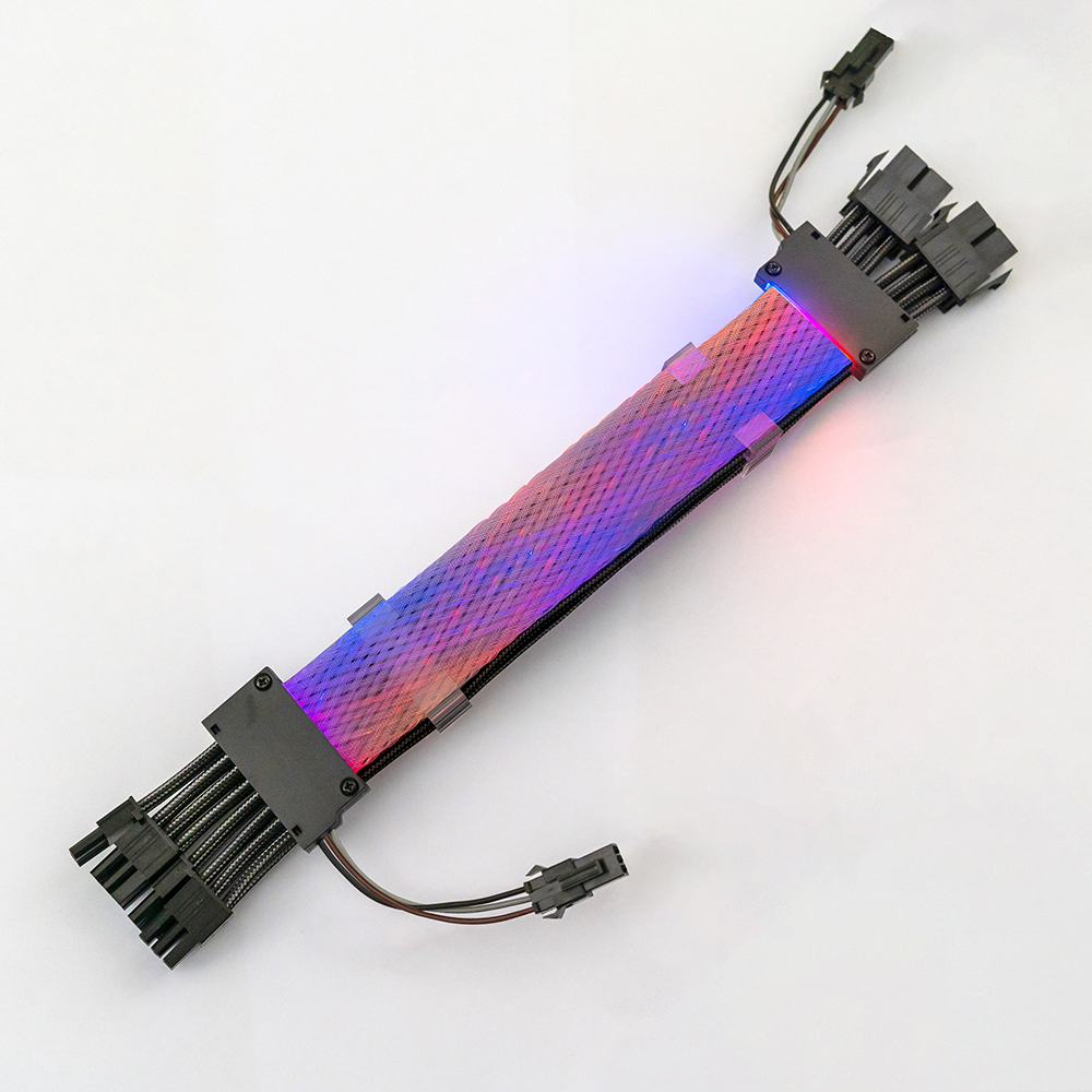 Power Cord Dual 8-pin RGB Synchronous Cotton Mesh Dual Headlight Cable Male to Female