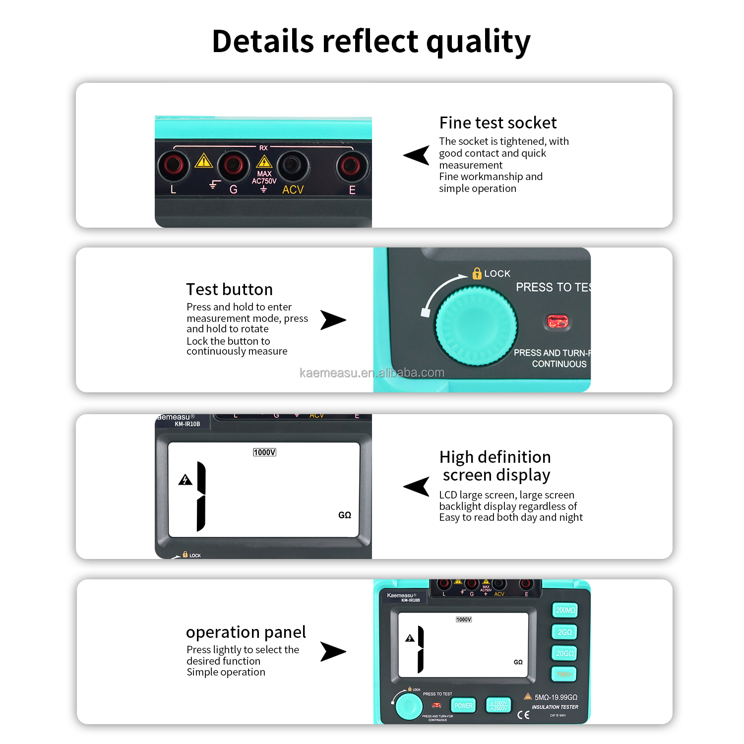 IR10B Insulation Resistance Tester 1000V 2500V Overload Protection Digital Insulation Resistance Tester