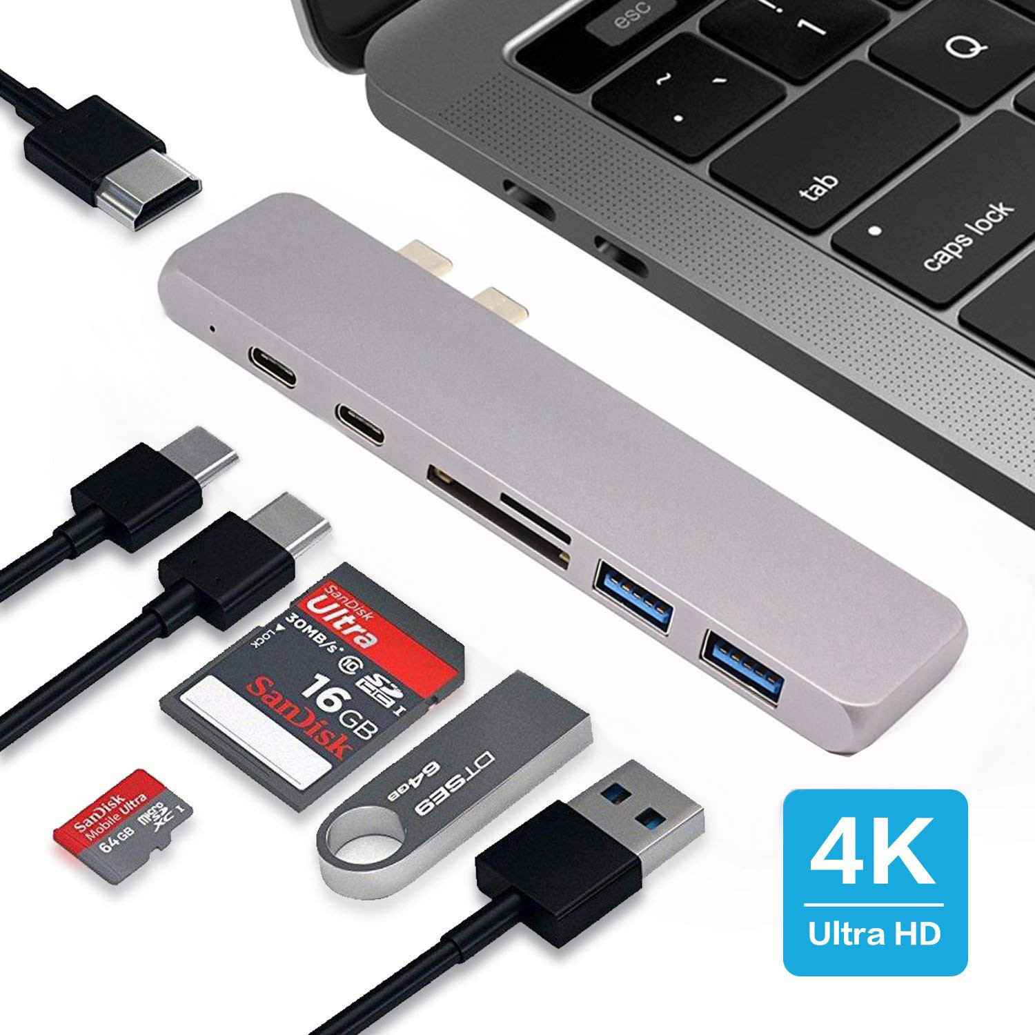 Multi Function 6 in 1 USB 3.0 Mini Adapter Hub Type-C USB3.0 USB-C Adapter Type C Hub