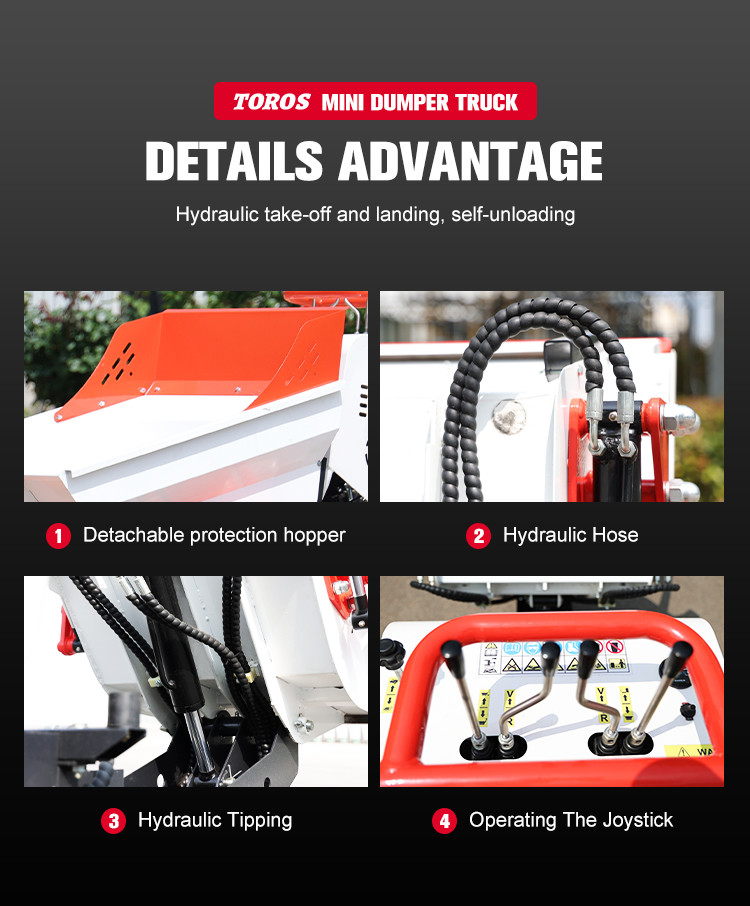 Efficient Powerful 500kg Crawler Mini Dumper With 520mm Track Center Distance