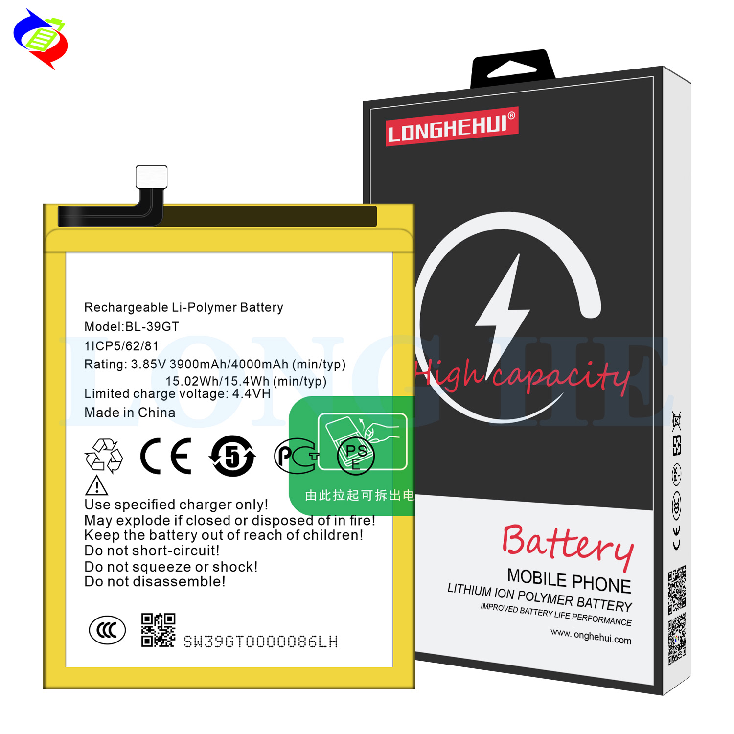 Tecno Camon I Twin/IA7 BL-39GT Yellow Rechargeable Battery Replacement 4000mAh Phone