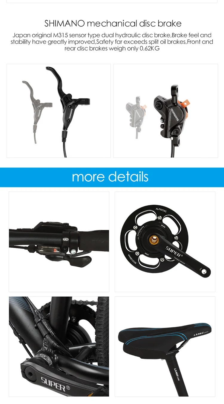 36V Voltage Electric Powered Bicycles 26" Wheel Size 30 - 50km/H Max Speed
