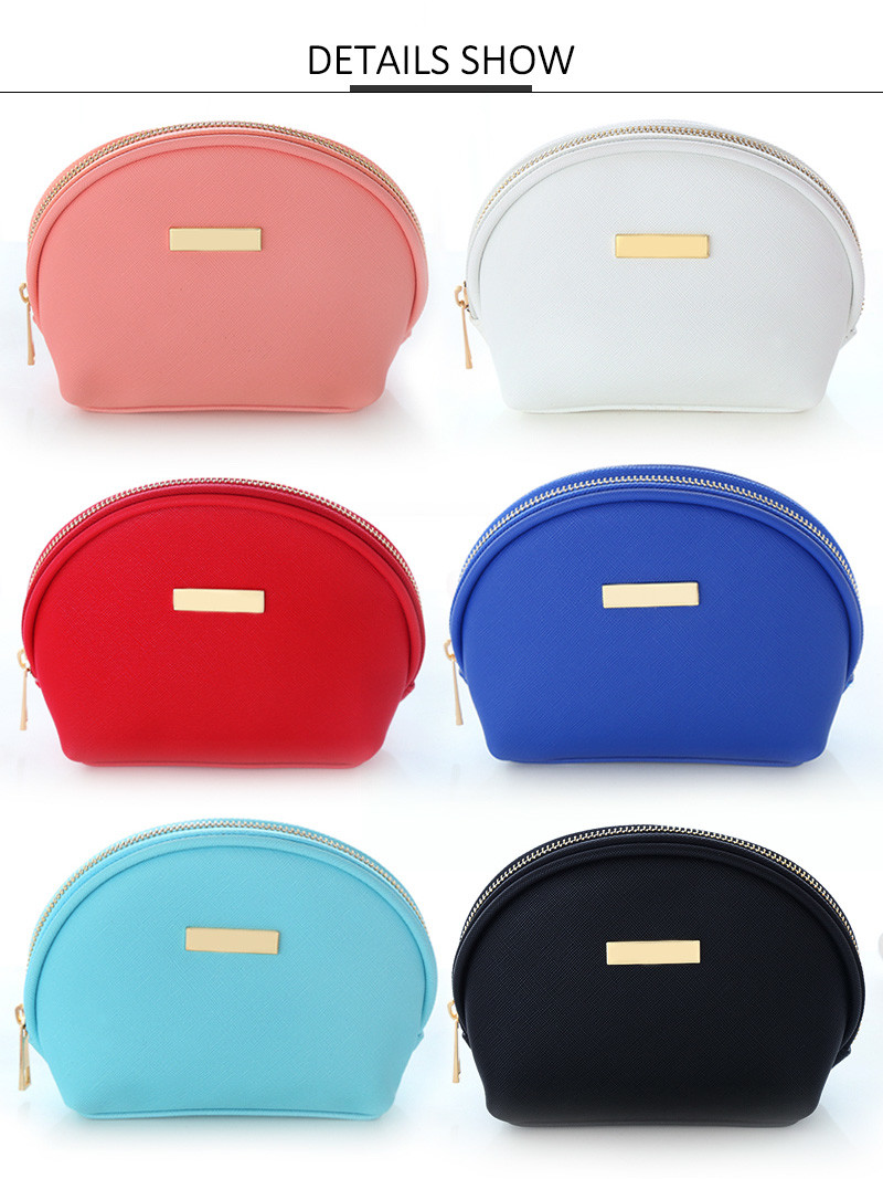 Pure Color Blank Leather PU Makeup Bag