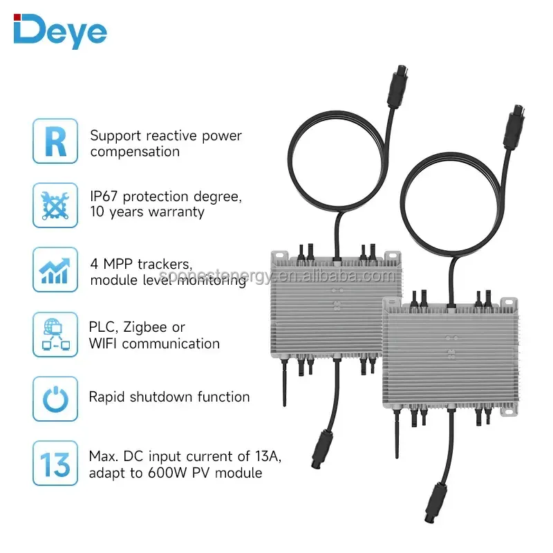 Deye Micro Inverter 600W 800 2000W 3 Phase Micro Inverter Enphase Mppt Grid Tie Solar Micro Inverter
