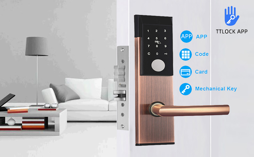 CE FCC TTlock Tuya App Apartment Smart Door Lock With Electronic Touch Keypad