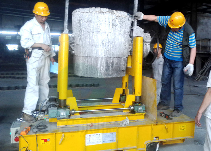 High temperature conductor rail power billet transfer cars on arc-shaped rails