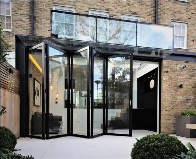 Triplex Glass Sliding Door Aluminum Alloy Tempering Glass Folding Doors