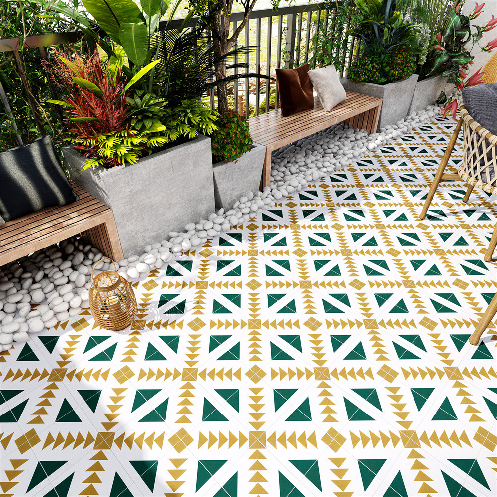 Yellow And Green 200x200mm Ceramic Rustic Tiles For Bathroom And Durable Wall Tile For Balcony