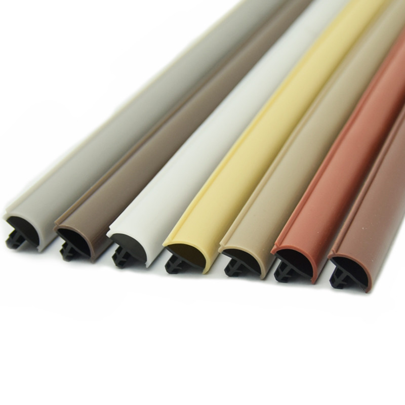 D Shape Wooden Door Co Extrusion Weatherstripings Sealing Strips Teak Color 12*5mm