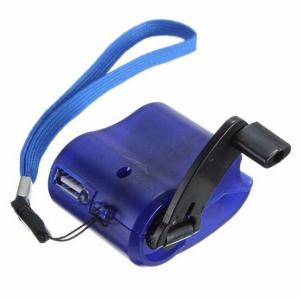 Buy cheap USB Travel Emergency Mobile Phone Charger Dynamo Hand Manual Charger Wind-Up Charger Blue product