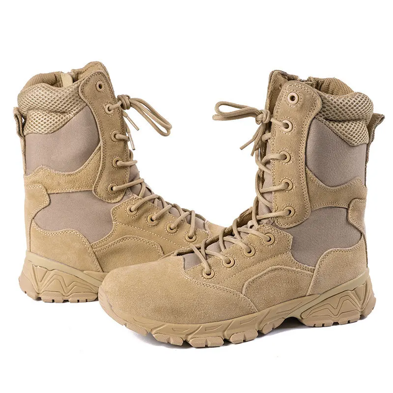 Casual Brown Army Military Boot With Heel Non-Slip High-Top Men Training