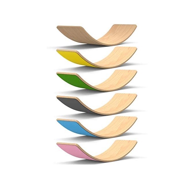 33.6inch Kid Yoga Board, Curvy Board , Wooden Rocker Board Wooden Rocker Wobble Balance Board
