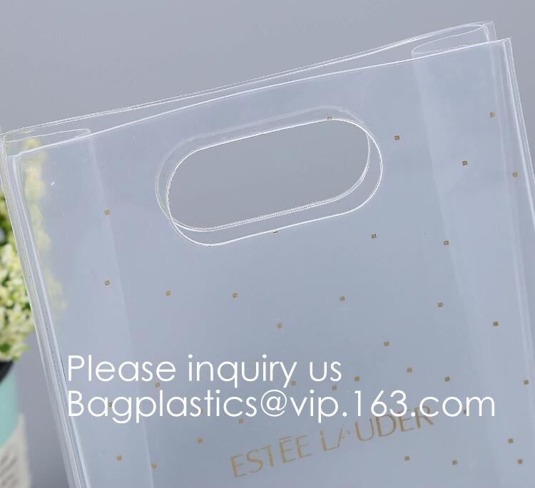 Waterproof All Over Printing PVC Coating Tote Shoulder Fabric Shopping Bag With Gusset And Lining,Jelly Clear Plastic PV