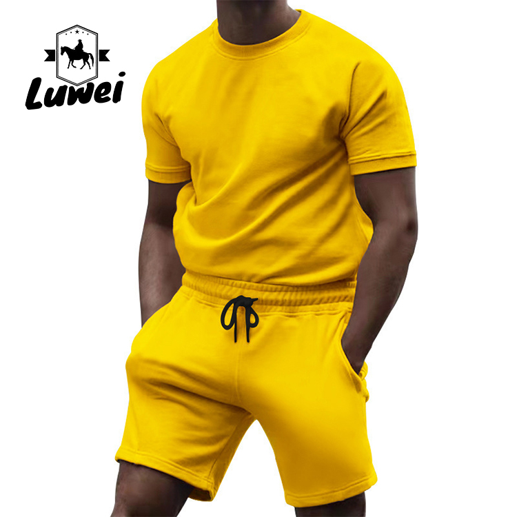 Cotton Jogging Men Sportswear Set Gym Tracksuit Drawstring 2 Piece Track Suit