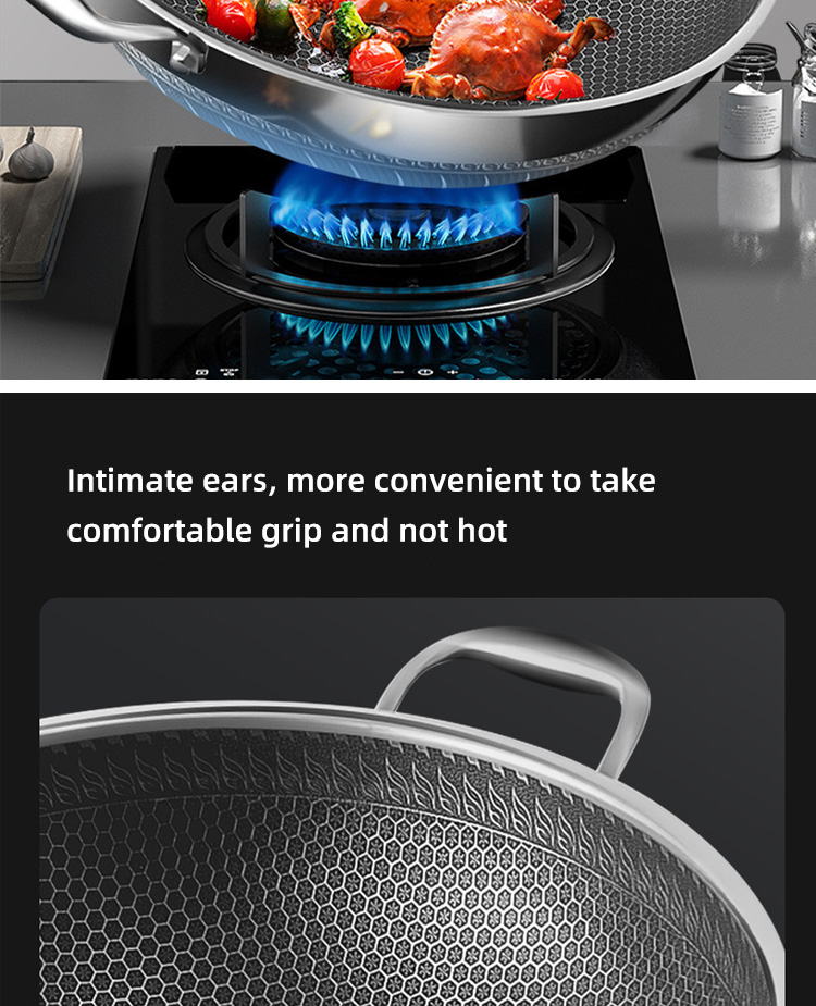High Capacity Kitchen Wok Pan 18 / 10 Stainless Steel Non Stick