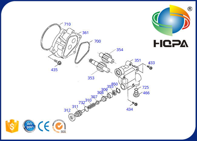 719212KT Hydraulic Gear Pump Seal Kit for Doosan SOLAR 225LC-V
