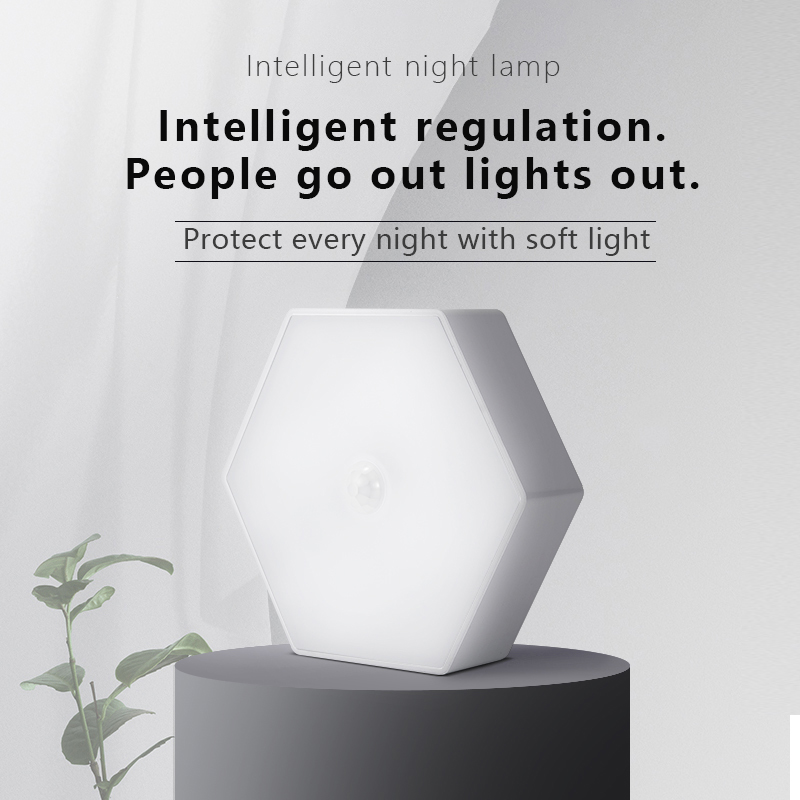 Hexagonal 70LM 4.5VDC Battery Operated Motion Sensor Light Intelligent Control