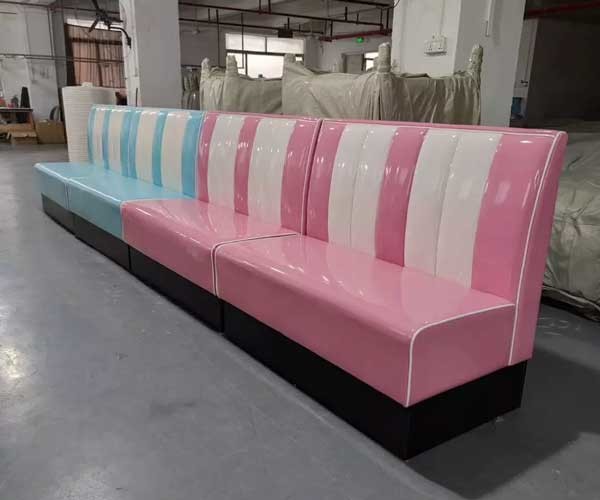 Restaurant Dining Pu Leather Commercial Booth Seating 1950s America Design