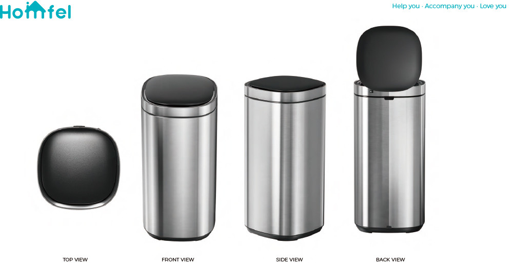 High Capacity Household Motion Sensor Trash Bin Stainless Steel Smart Sensor Bin Automatic Trash Can for Living Room 40L