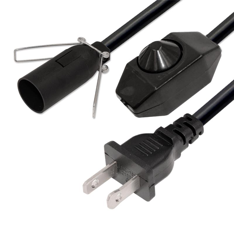 16AWG US Power Cable 2Prong Salt Lamp Power Cord With E12 E14 E26 E27