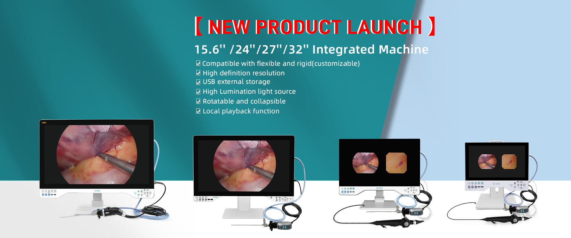 TUYOU 15.6'' UHD All In One Rigid Multi Flexible Endoscopy Camera System For Endoscopy Of Uterus