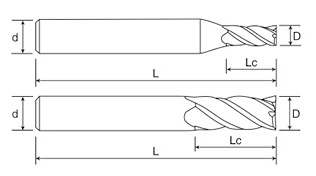 4mm Dia 4*10*4*50 TiAISiN Coated 4 Flat Flutes Carbide Square End Mill For Carbon Steel Alloy Steel Cast Iron