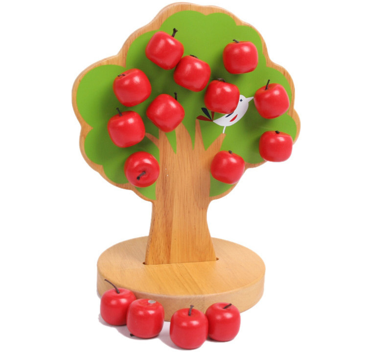Apple Tree Wooden Montessori Baby Toys For Kids Pick Fruit Educational