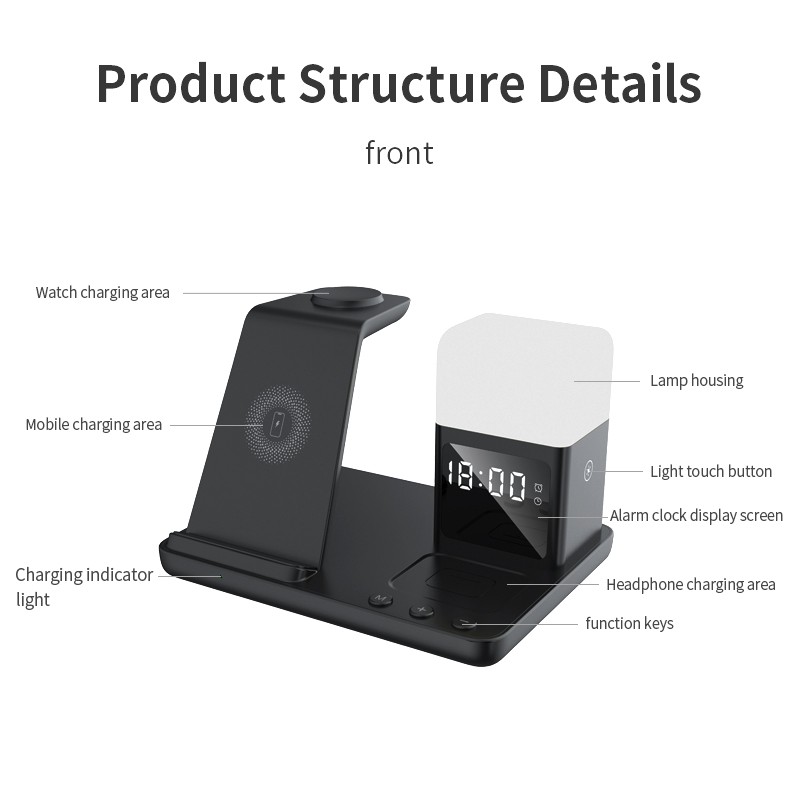 OCP Protection 6 In 1 Foldable Wireless Charger Stand for Phone Watch and Earphone