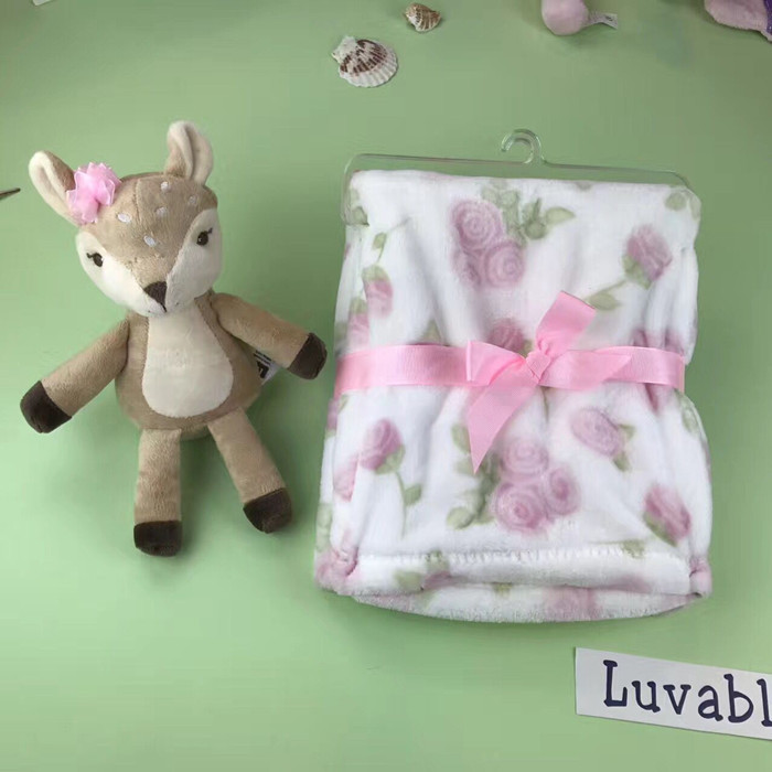 Printed Flannel Swaddle Blanket Travel High Warmth Retention Children Animal For Home
