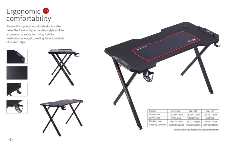 100 X 60 X 75 Cm 16kg Ergonomic Gaming Table Adjustable Ergonomic Portable Multi Functional Laptop Desk