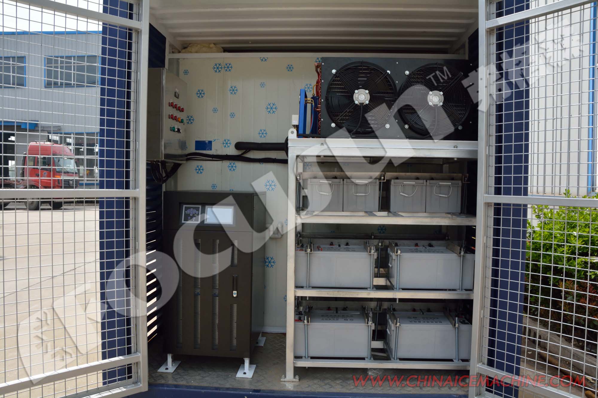 Containerized Cold Room with Lead-Acid Battery Solar Power Panel and Video Inspection