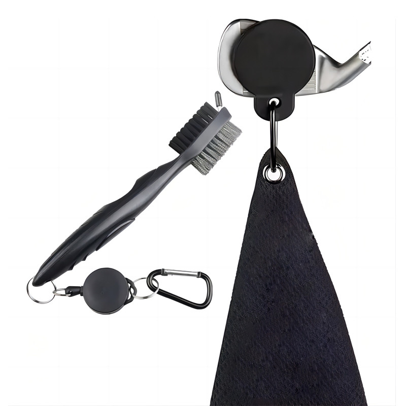 Wholesale High Quality Customizable Microfiber Printed Golf Towel Set With Silicone Brush