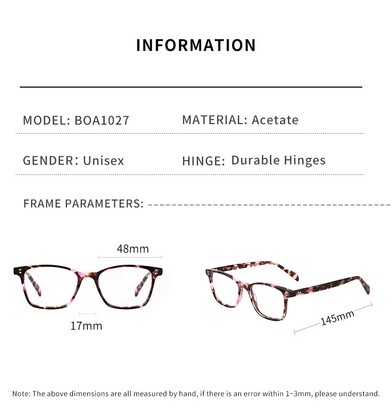 Custom Logo Acetate Frame Optical Glasses 4 Colors Available
