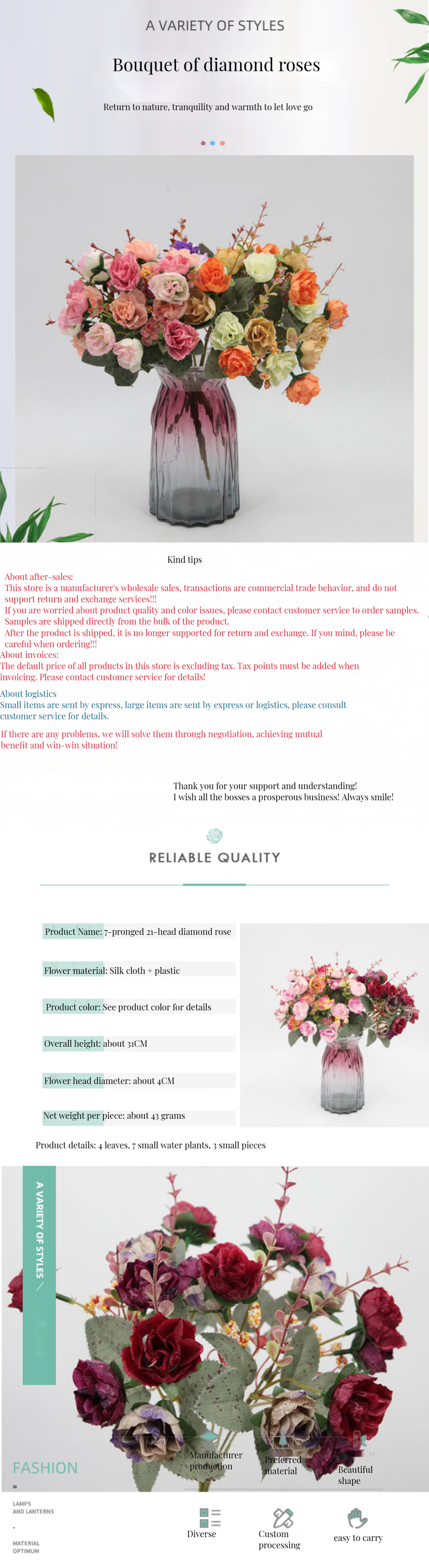 Eco-friendly Autumn Bouquet Exquisite Diamond Roses for Weddings Home Decor and More