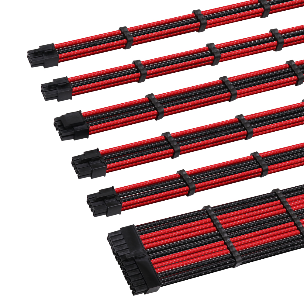 Sleeve Extension Power Supply Cable Kit 18AWG ATX 24P+ EPS 8-P+PCI-E8-P with Combs for PSU to Motherboard/GPU