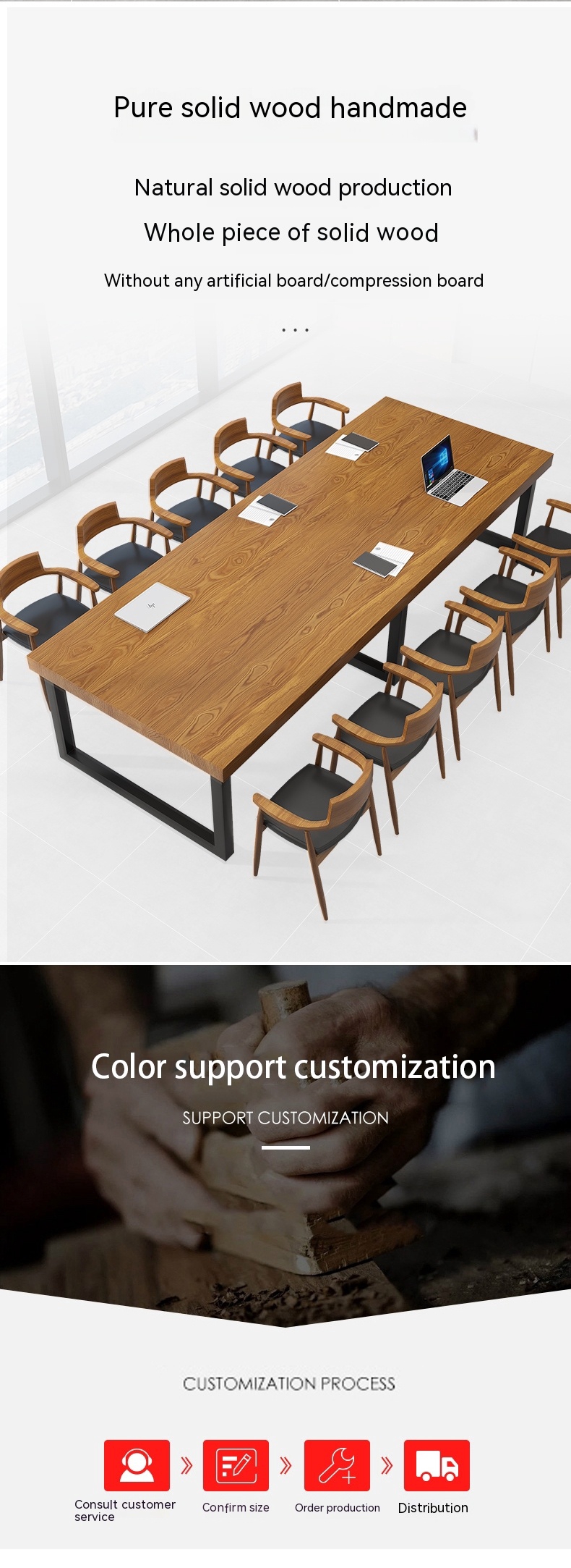 European Style School Negotiation Table with Convertible Design and Solid Wood Material