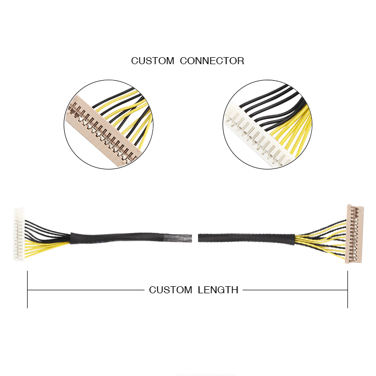 Nylon 66 Custom Lvds Cable 15 pin 1025H-15p to 1253H-15p WL 1.25mm