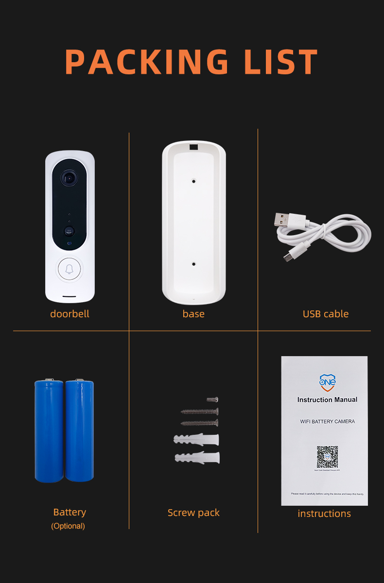 White PIR Tuya Video Doorbell Home Assistant Two Way Voice Speak