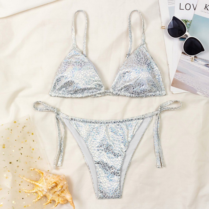 silver Color Special Fabric Ladies Swimming Suits Bikini Split Tight And Durable Women’S Swimsuit UPF 50+ function