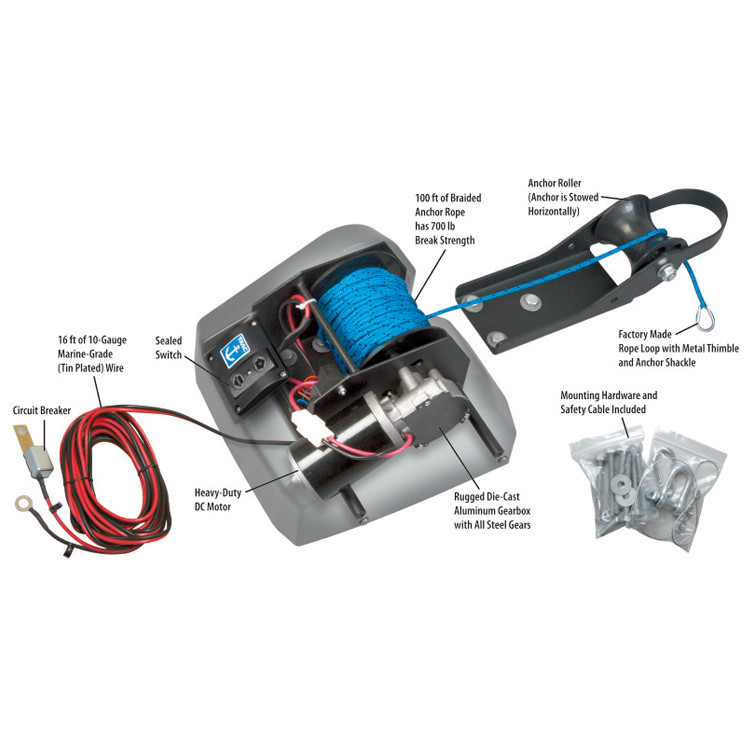 25Lb 12V Marine Boat Pontoon Power Boat Anchors Winch Windlass
