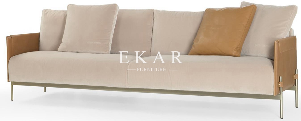 Stainless Steel Legs Modern Fabric Upholstered Italian Couch Living Room Sofa