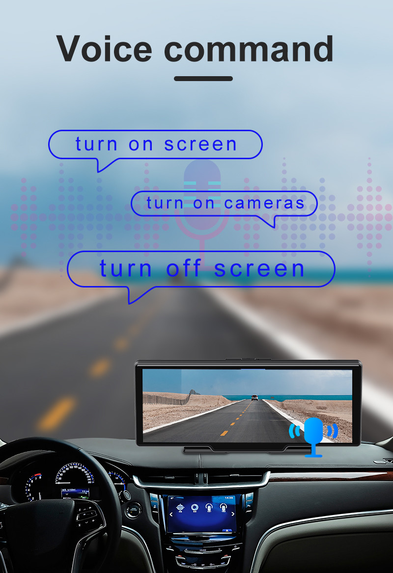 10" AHD1080P Rearview Wifi Car Play Dashboard Media Player GPS Navigation